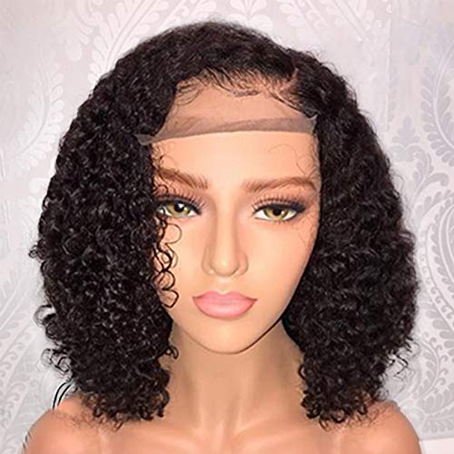 Jessica Hair 13x6 Lace Front Wigs Human Hair Short Bob Wigs Pre Plucked With Baby Hair Curly Brazilian Remy Hair Wigs For Black Women (8 inch with 150% density)