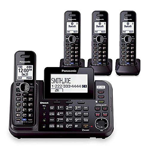 Panasonic KX-TG9542B + (2) KX-TGA950B Dect 6.0 2-Line Cordless Phone w/ Link-to-Cell & 2-Handsets + 2-Pack 2 Line Handset For KX-TG954X