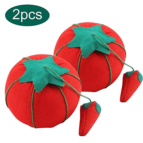 Rockyin 2Pcs/Set Cute Tomato Ball Shape Needle Pincushion Pin Cushion Holder Needlework Accessory