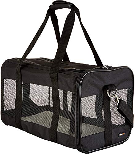 AmazonBasics Soft-Sided Mesh Pet Travel Carrier, Large (20 x 10 x 11 Inches), Black