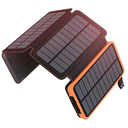 ADDTOP Solar Charger 25000mAh Portable Solar Power Bank with Dual 2.1A Outputs Outdoor External Battery Pack Compatible Most Smart Phones, Tablets and More