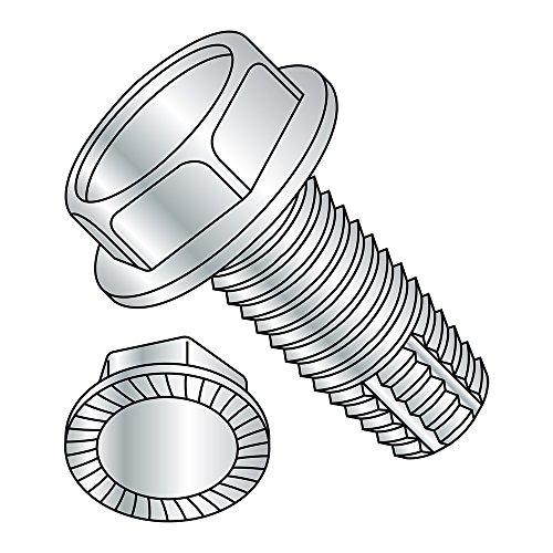 Steel Thread Cutting Screw, Zinc Plated Finish, Serrated Hex Washer Head, Type F, 5/16'-18 Thread Size, 1-1/4' Length (Pack of 10)