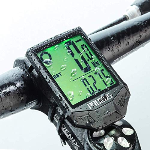 PRUNUS Bike Speedometer and Odometer Wireless Waterproof Bicycle Computer with Digital LCD Display, Automatic Wake-up and Calorie Counter for Outdoor MTB Road Cycling and Fitness
