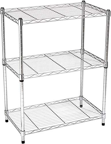 AmazonBasics 3-Shelf Adjustable, Heavy Duty Storage Shelving Unit (250 lbs loading capacity per shelf), Steel Organizer Wire Rack, Chrome (23.3L x 13.4W x 30H)