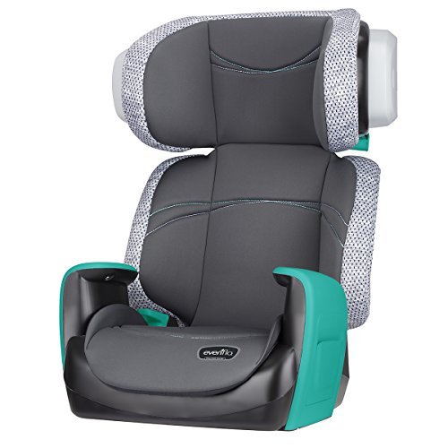 Evenflo Spectrum 2-in-1 Booster Seat, Ergonomic Seat Base, Machine Washable, High-Back Booster, No-Back Booster, Advanced Compression Technology, Side-Impact Tested, Teal Trace
