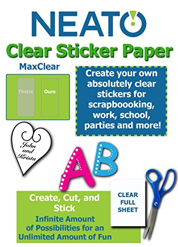 Printable Transparent Sticker Paper - 8.5' X 11' Blank Custom Label Sticker Sheets - 10 Clear Sheets - for Inkjet and Laser Printers - Weatherproof - Tear Resistant- Includes Online Design Software