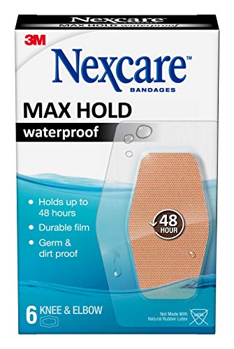 Nexcare Max Hold Waterproof Bandages, Clear, 6 ct Knee & Elbow