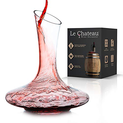 Le Chateau Wine Decanter - Hand Blown Lead-free Crystal Glass - Red Wine Carafe - Wine Gift - Wine Accessories