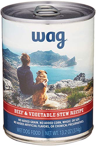Amazon Brand - Wag Wet Canned Dog Food, Beef & Vegetable Stew Recipe, 13.2 oz Can (Pack of 12)