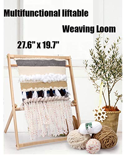 27.6'H x 19.7'W Weaving Loom with Stand Wooden Multi-Craft Weaving Loom Arts & Crafts, Extra-Large Frame, Develops Creativity Weaving Frame Loom with Stand for Beginner