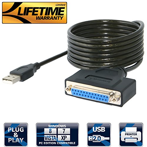 Sabrent USB 2.0 to DB25 IEEE-1284 Parallel Printer Cable Adapter [HEXNUT Connectors] (CB-1284)