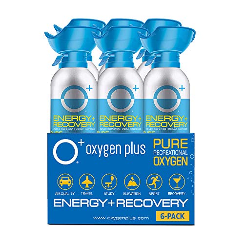 Oxygen Plus 99.5% Pure Recreational Oxygen Cans – O+ Biggi 6-Pack – Energy & Recovery – 11 Liter Cans, 50+ Uses - FDA-Registered Facility Oxygen – Canned Oxygen for Sports and Post Workout