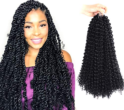7 Packs 18 Inch Toyotress Passion Twist Hair Water Wave Crochet Braids Hair for Passion Twist Synthetic Crochet Hair Passion Twist Synthetic Braiding Hair Hair Extensions (18'' 7Packs, 1B)