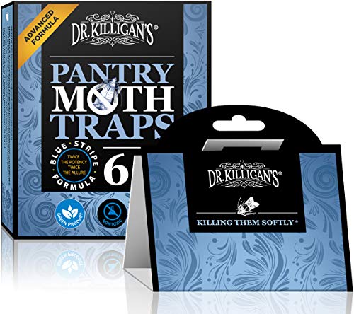 Dr. Killigan's Premium Pantry Moth Traps with Pheromones Prime | Safe, Non-Toxic with No Insecticides | Sticky Glue Trap for Food and Cupboard Moths in Your Kitchen | Organic (Blue, 6)