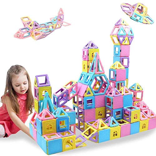 HLAOLA Magnetic Blocks 133PCS Upgrade Magnetic Building Blocks Magnetic Tiles Educational Toys Tiles Set for Kids Magnet Stacking Toys for Kids Children Age 3 4 5 6 7 Year Old (3D Macaron Colors)