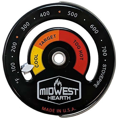 Midwest Hearth Wood Stove Thermometer - Magnetic Chimney Pipe Meter