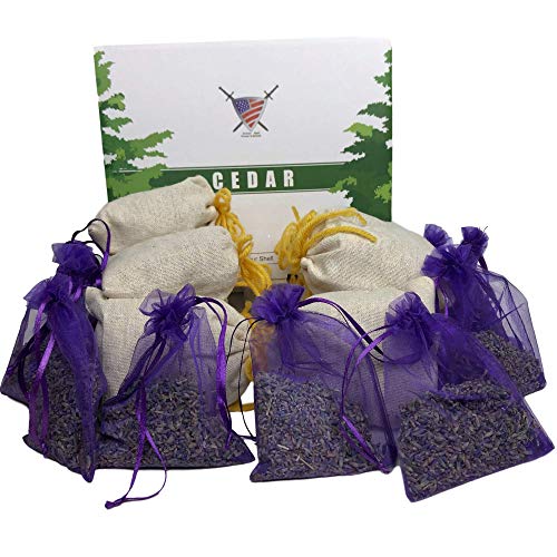 Lavender Sachet and Cedar Bags - Moth Repellent Sachets (20 Pack) Home Fragrance for Drawers and Closets. Natural Clothes Moths Repellant Dried Lavendar Flowers and Cedar Chips with Long-Lasting Aroma