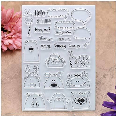 Kwan Crafts Hello Best Friend Miss You Merry Christmas Animal Clear Stamps for Card Making Decoration and DIY Scrapbooking