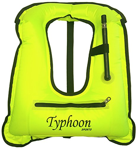 Typhoon Sports Inflatable Snorkel Vest Safety Jacket Horseshoe Design Swimming Diving (Adult XL 180 lbs +)