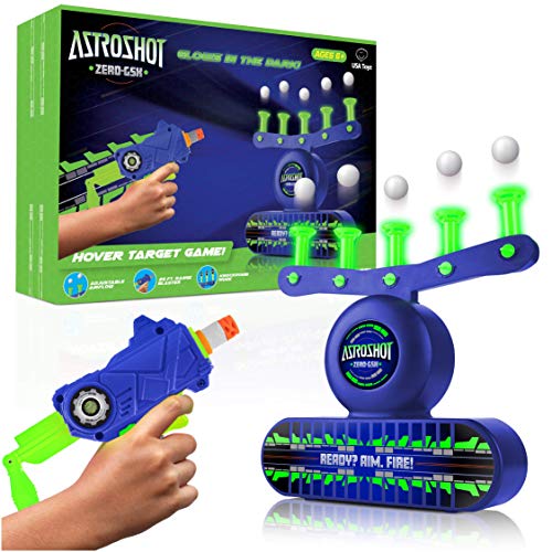 USA Toyz AstroShot Zero GSX Glow in The Dark Shooting Games - Compatible Nerf Target, Floating Ball Shooting Game for Kids with Foam Dart Toy Gun, 10 Floating Ball Targets, and 5 Flip Targets