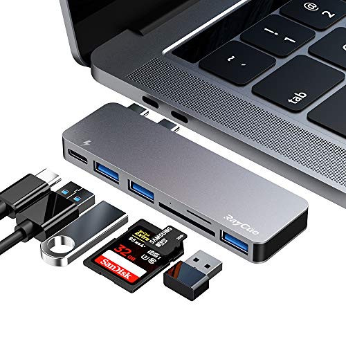 USB C Hub, 6 in 1 Aluminum Type C Hub Adapter, MacBook Pro 2020 Accessories with 3 USB 3.0 Ports, TF/SD Card Reader, USB-C Power Delivery for MacBook Pro 13″ and 15″ 2016-2019, MacBook Air 2018 2019