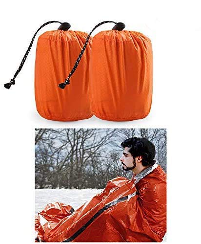 Zmoon Emergency Sleeping Bag 2 Pack Lightweight Survival Sleeping Bags Thermal Bivy Sack Portable Emergency Blanket Survival Gear for Camping, Hiking, Outdoor, Activities