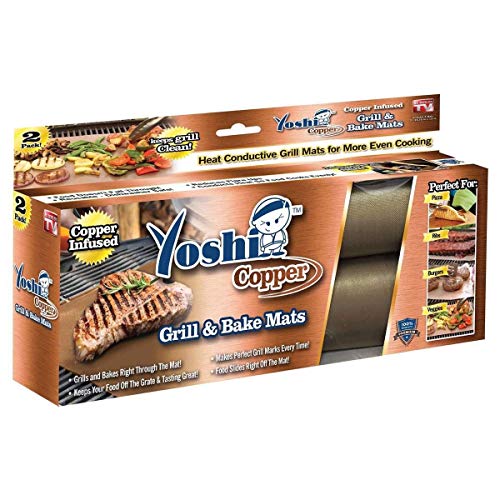 Yoshi Copper Grill Mats; Heavy Duty Up to 500 Degree; (2 grill Mats) Reusable.