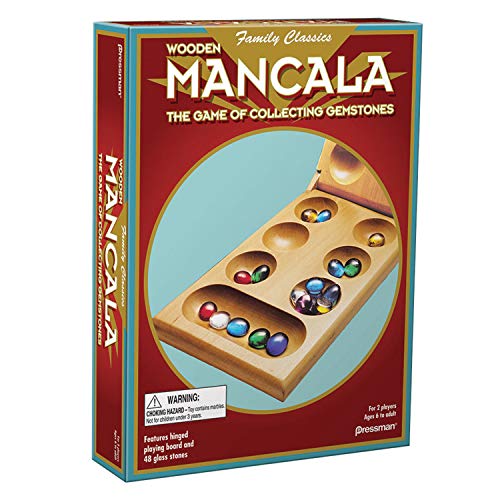 Pressman Mancala - Real Wood Folding Set, with Multicolor Stones by Pressman