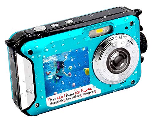 Underwater Camera FHD 2.7K 48 MP Waterproof Digital Camera Selfie Dual Screen Full-Color LCD Displays Waterproof Digital Camera for Snorkeling (806BC)