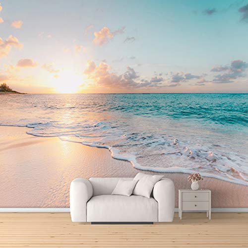 SIGNFORD Wall Mural Romantic Beach Removable Wallpaper Wall Sticker for Bedroom Living Room - 100x144 inches