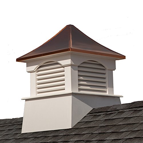 Good Directions Vinyl Coventry Louvered Cupola with Pure Copper Roof,  Maintenance Free Solid Cellular PVC Vinyl, 30' x 42', Reinforced Roof and Louvers, Cupolas