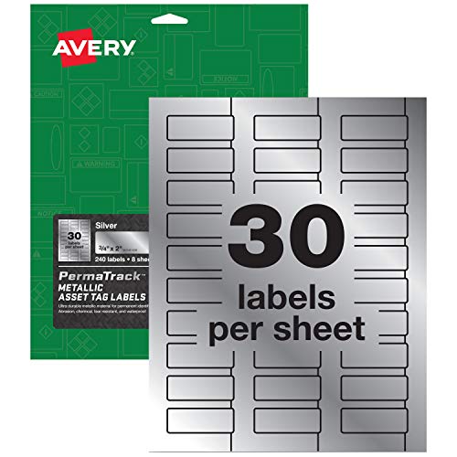 Avery PermaTrack Metallic Asset Tag Labels, 3/4' x 2', 240 Labels (61524)