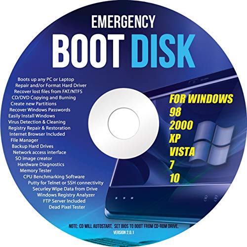 Ralix Windows Emergency Boot Disk - For Windows 98, 2000, XP, Vista, 7, 10 PC Repair DVD All in One Tool (Latest Version)