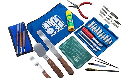 AMX3d Pro Grade 3D Printer Tool Kit - All The 3D Printing Tools & Accessories Needed to Remove, Clean & Finish 3D Prints (Pro Grade)