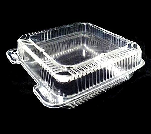 Durable Packaging 8' x 8' x 3' Clear Hinged Plastic Food Bakery Take-Out Container (pack of 25)