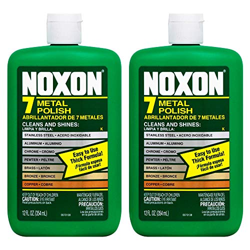 Noxon 7 Liquid Metal Polish, 12oz Bottle for Brass, Copper, Stainless, Chrome, Aluminum, Pewter & Bronze (Pack of 2)
