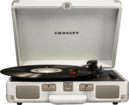 Crosley Cruiser Deluxe Vintage 3-Speed Bluetooth Suitcase Turntable, White Sand