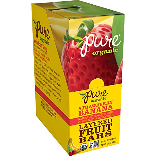 Pure Organic, Layered Fruit Bars, Strawberry Banana, Gluten Free and Vegan Fruit Snacks, 12.6oz Box (20 Count)