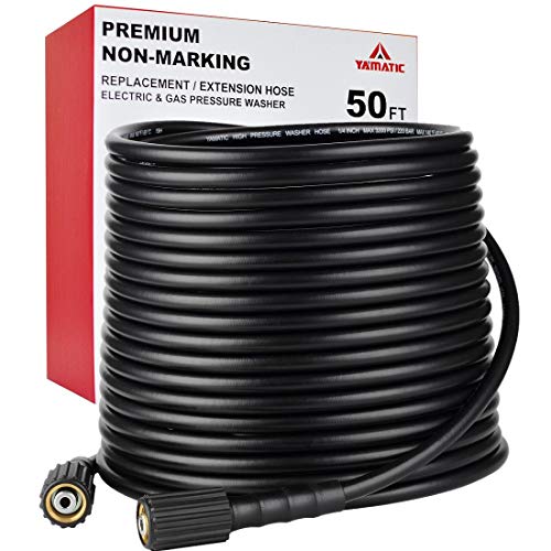 YAMATIC Kink Resistant 3200 PSI 1/4' 50 FT High Pressure Washer Hose Replacement With M22-14mm Brass Thread (Premium Upgrade Version 2X)