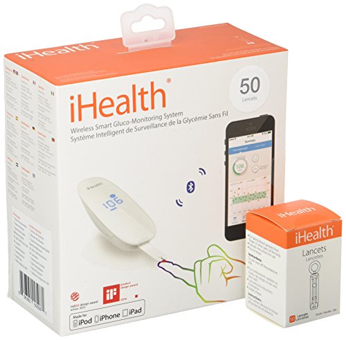 iHealth Smart Wireless Blood Sugar Test Kit for iPhone & Android,Bluetooth Diabetes Testing Kit with 50 Test Strips, 50 Lancets, Control Solution, Smart Blood Glucose Meter for Blood Sugar Monitoring