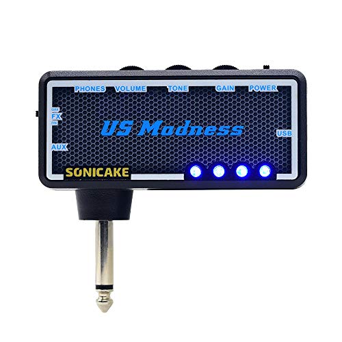 SONICAKE US Madness Plug-In USB Chargable Portable Pocket Guitar Bass Headphone Amp Carry-On Bedroom Effects