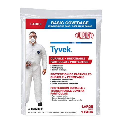 Trimaco DuPont Tyvek Painter's Heavy-Duty Coveralls, White, Large,14122