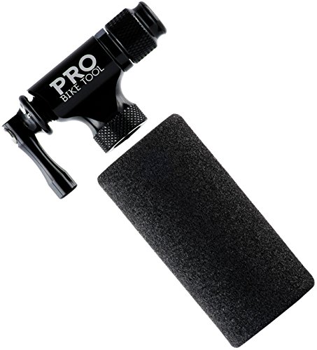 PRO BIKE TOOL CO2 Inflator - Quick & Easy - Presta and Schrader Valve Compatible - Bicycle Tire Pump for Road and Mountain Bikes - Insulated Sleeve - No CO2 Cartridges Included (Black)