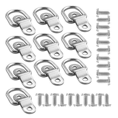 HYFIX 10 Pack D Rings Anchor 1/4' Trailer Cargo Tie Down Ring Anchor for Floor Trucks RV Campers Vans ATV SUV Boats Motorcycles etc Vehicles, with Screws