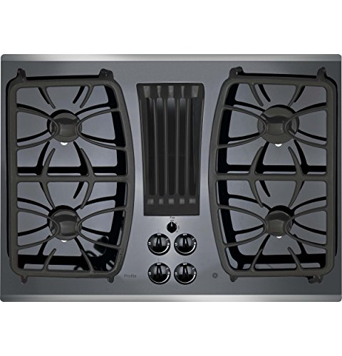 GE Profile 30' Gas Downdraft Black Glass Top Stainless Steel Trim PGP9830SJSS