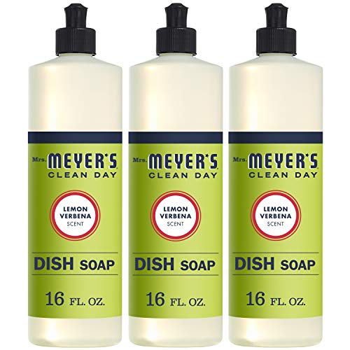 Mrs. Meyer's Clean Day Liquid Dish Soap, Cruelty Free Formula, Lemon Verbena Scent, 16 Oz- Pack of 3