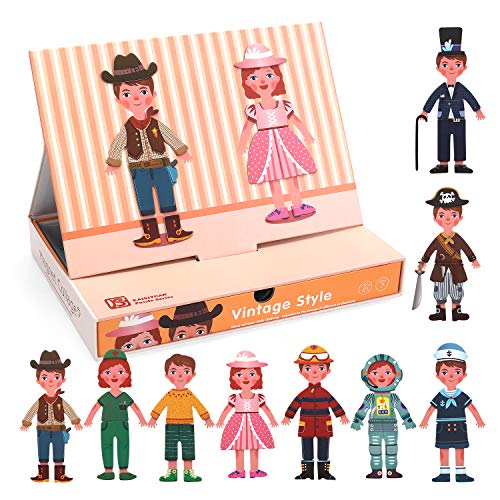 CUTE STONE 62 PCS Magnetic Paper Dolls Magnet Dress Up Dolls Magnetic Toys for Girls, Boys and Toddlers