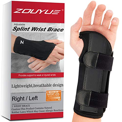 Carpal Tunnel Wrist Brace, Night Sleep Wrist Support, Removable Metal Wrist Splint for Men, Women, Tendinitis, Bowling, Sports Injuries Pain Relief - Left