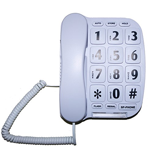 MegFong MF-11W Extra Large Button Phone for Elderly Senior Amplified Corded Phone with Loud Handsfree Speakerphone Perfect for Hearing Impaired