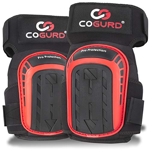 COGURD Professional Gel Knee Pads for Work Construction, Gardening, Cleaning, Flooring and Garage - Heavy Duty Support Kneepads with High Density Foam Padding Gel Cushion and Adjustable Velcro Straps